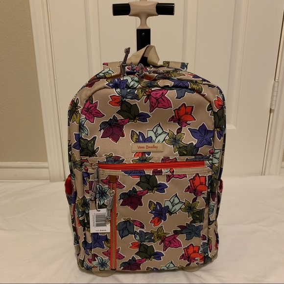 NEW Vera Bradley Rolling Backpack Falling Flowers